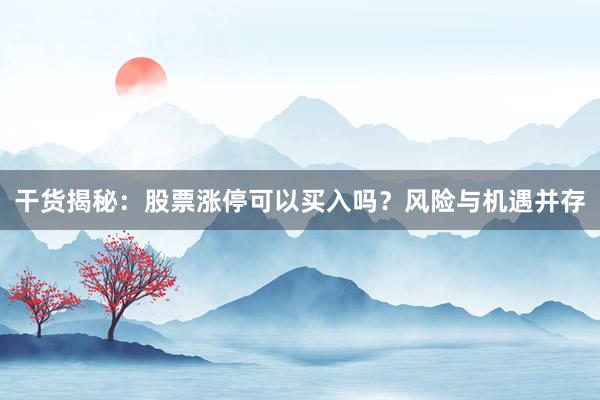 干货揭秘：股票涨停可以买入吗？风险与机遇并存