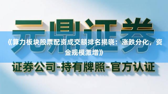 《算力板块股票配资成交额排名揭晓：涨跌分化，资金规模激增》
