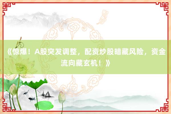 《惊爆！A股突发调整，配资炒股暗藏风险，资金流向藏玄机！》
