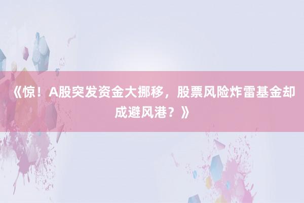 《惊！A股突发资金大挪移，股票风险炸雷基金却成避风港？》