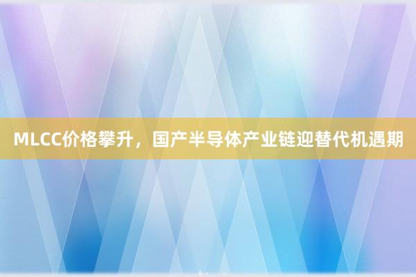 MLCC价格攀升，国产半导体产业链迎替代机遇期