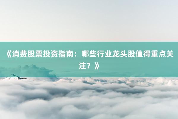 《消费股票投资指南：哪些行业龙头股值得重点关注？》