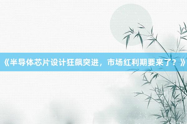《半导体芯片设计狂飙突进，市场红利期要来了？》