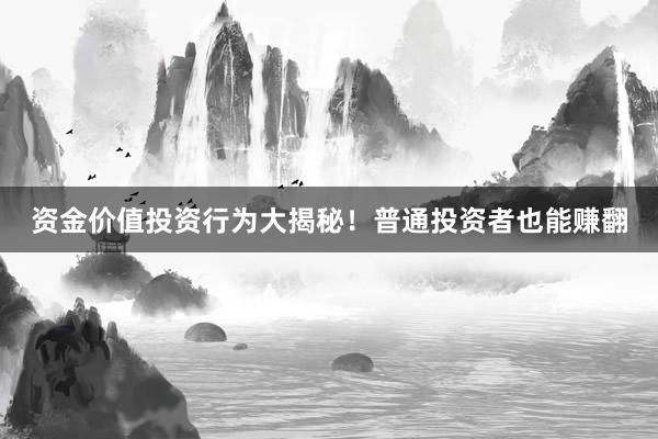 资金价值投资行为大揭秘！普通投资者也能赚翻