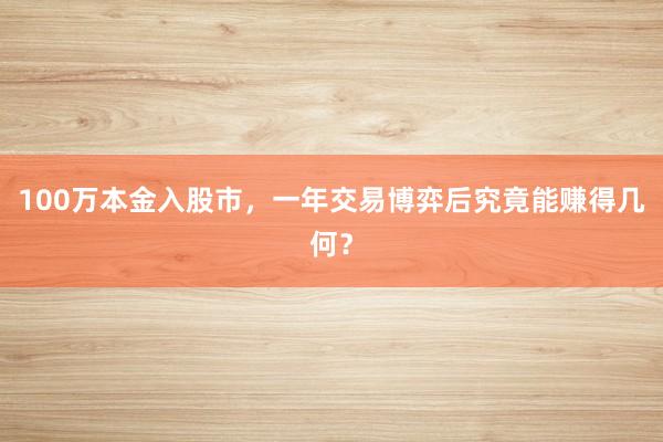 100万本金入股市，一年交易博弈后究竟能赚得几何？