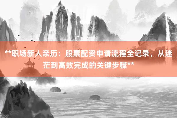 **职场新人亲历：股票配资申请流程全记录，从迷茫到高效完成的关键步骤**